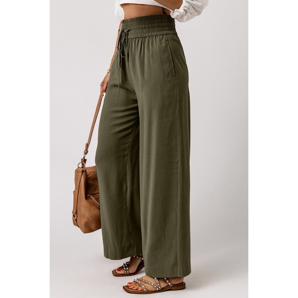 Olive Casual Wide Leg Pant - Picture 2 of 2